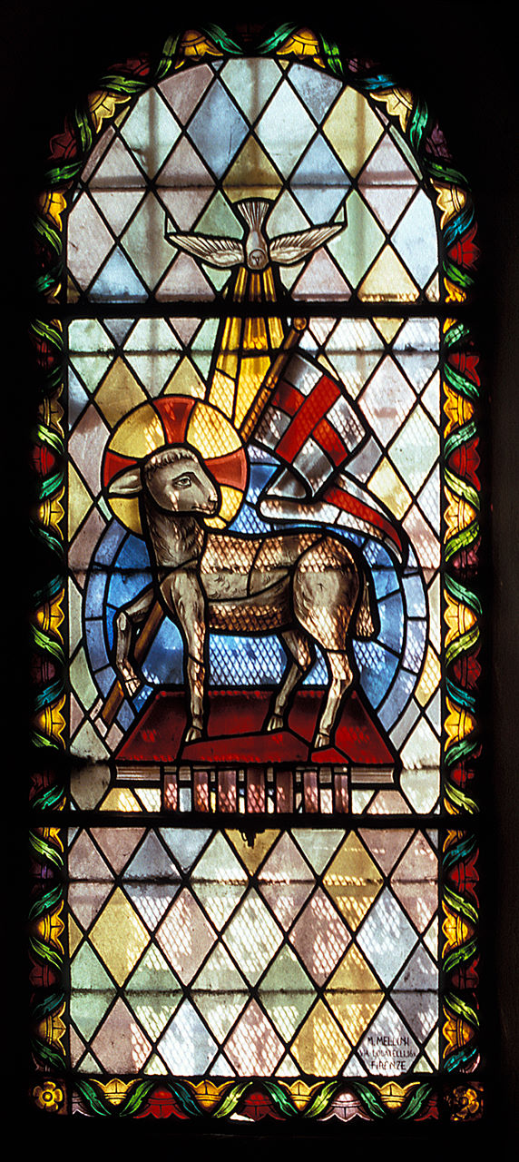 Agnus Dei (vetrata, elemento d'insieme) di Mellini M (sec. XX)