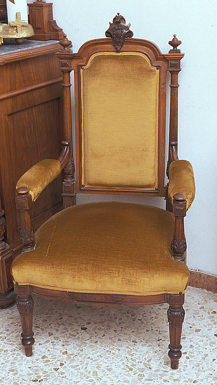 poltrona, elemento d'insieme - bottega emiliana (primo quarto sec. XX)