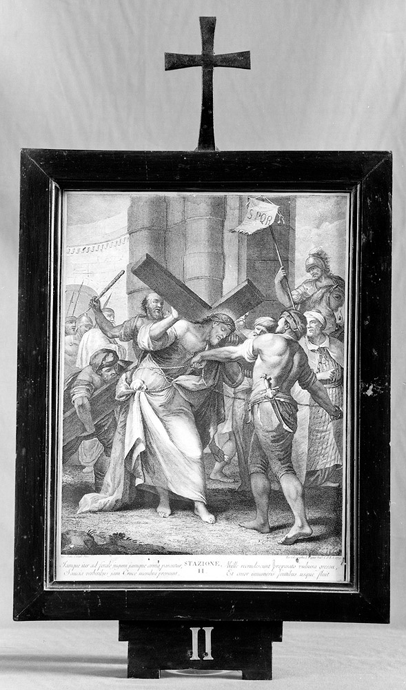 Stazione II: Gesù caricato della croce (incisione) - ambito veneto (sec. XVIII)