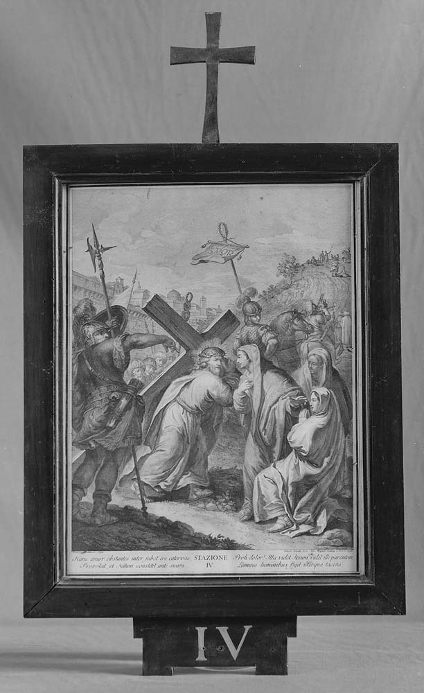 Stazione IV: Gesù incontra la Madonna (incisione) di Baratti Antonio (sec. XVIII)