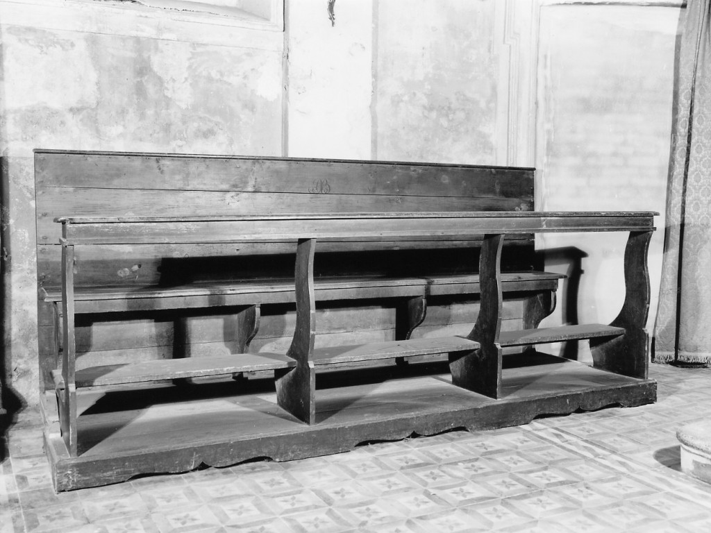 banco da chiesa, serie - manifattura emiliana (seconda metà sec. XIX)