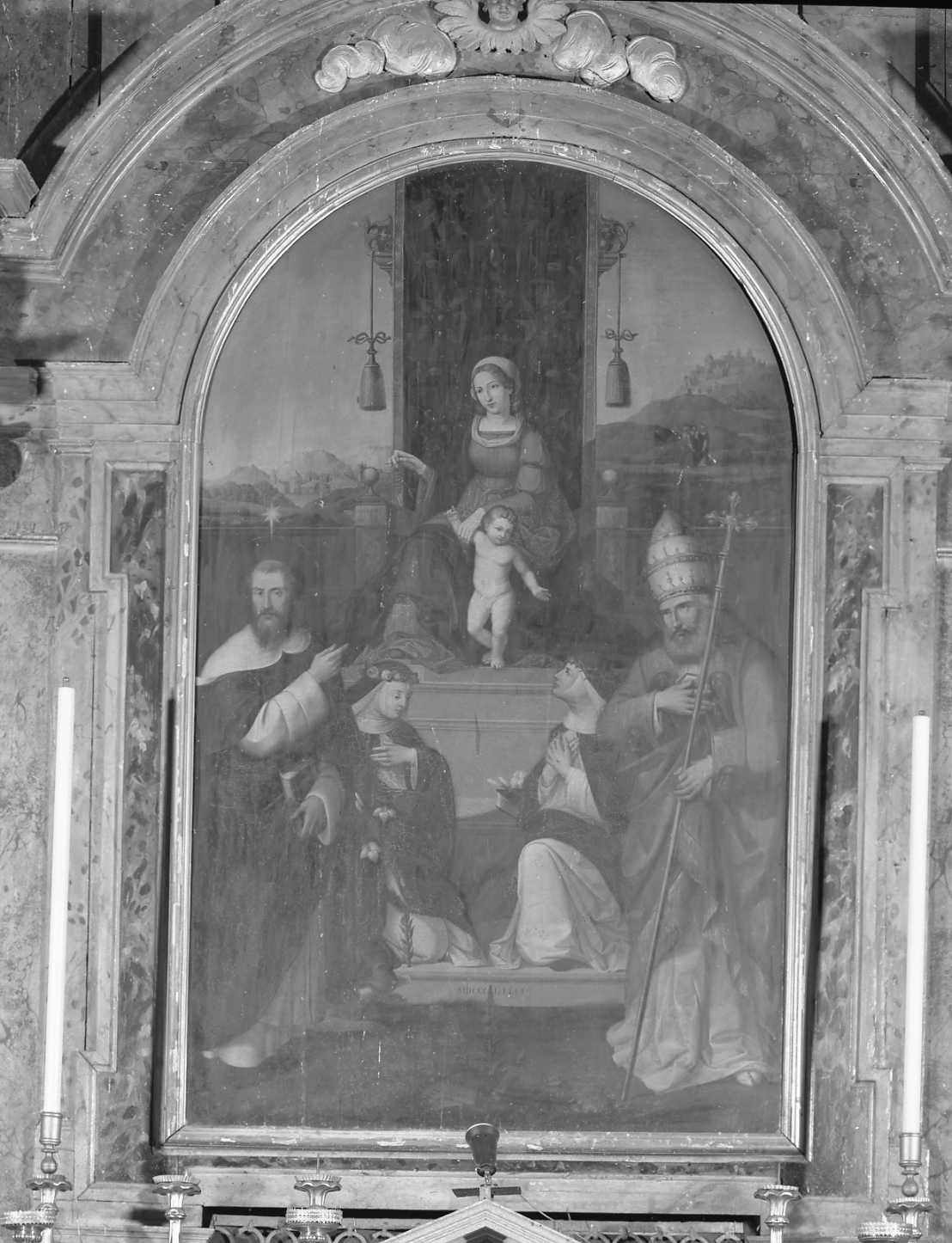 Madonna con Bambino, San Vincenzo Ferreri, San Gregorio Magno (?) e due monache (dipinto) di Fei Giovanni (sec. XIX)