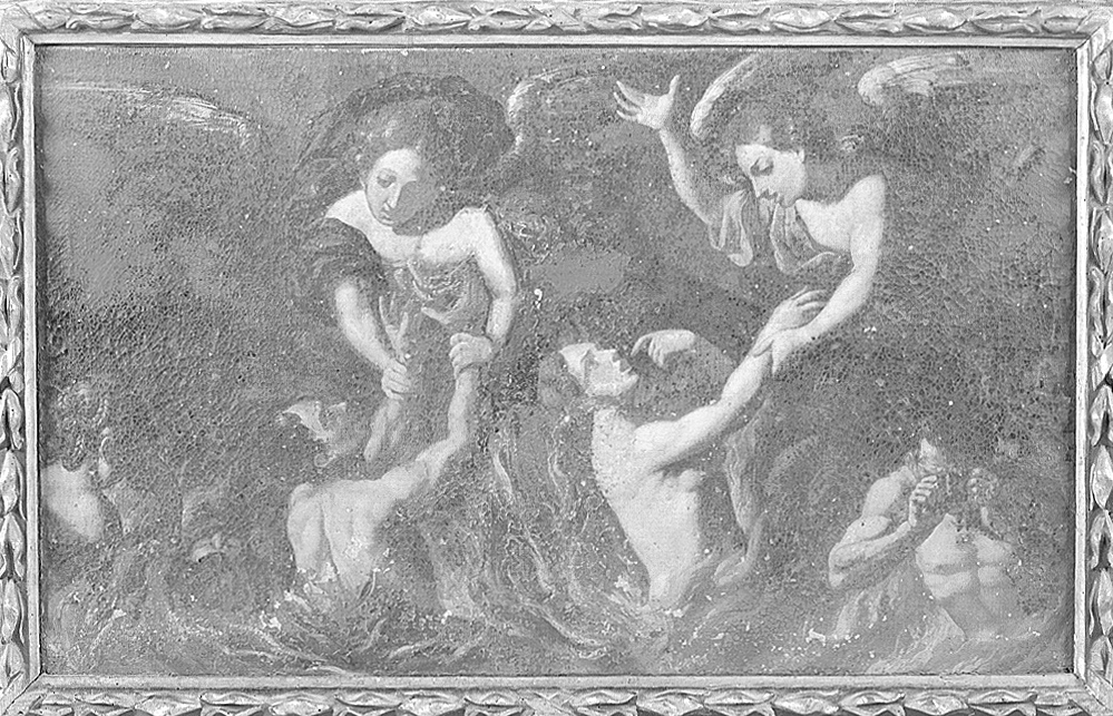 Angeli liberano le anime del Purgatorio (dipinto, opera isolata) - manifattura emiliana (prima metà sec. XVII)
