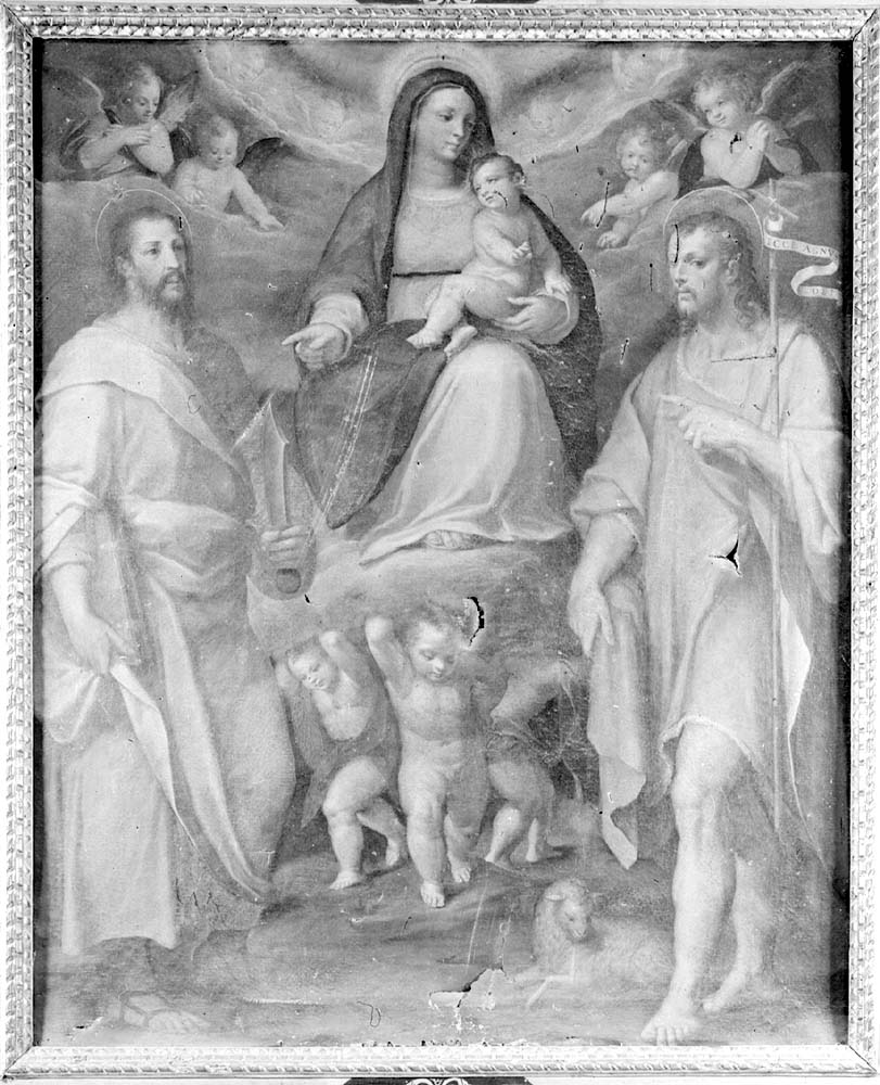 Madonna con San Giovanni e San Paolo (dipinto, opera isolata) - ambito bolognese (prima metà sec. XVI)