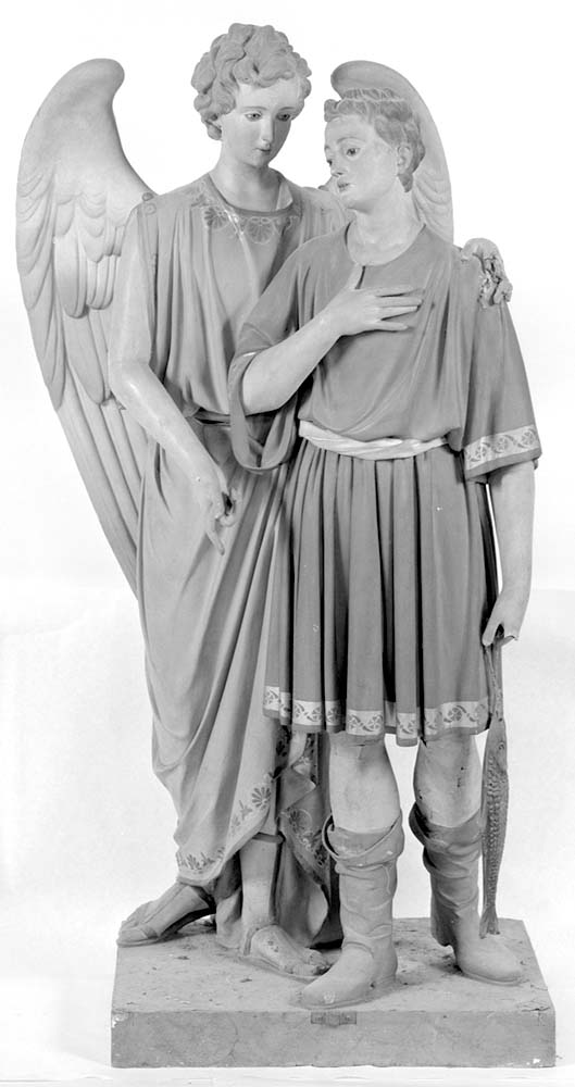 Tobia e San Raffaele arcangelo (gruppo scultoreo, opera isolata) - ambito emiliano (seconda metà sec. XVII)