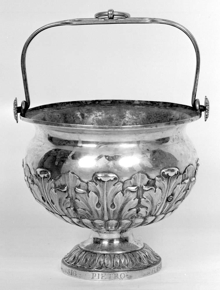 secchiello per l'acqua benedetta, elemento d'insieme - manifattura emiliana (sec. XIX)