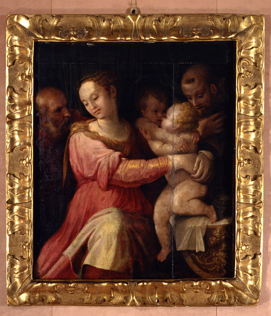 Sacra Famiglia con San Giovannino e San Francesco (dipinto) di Fontana Prospero (sec. XVI)