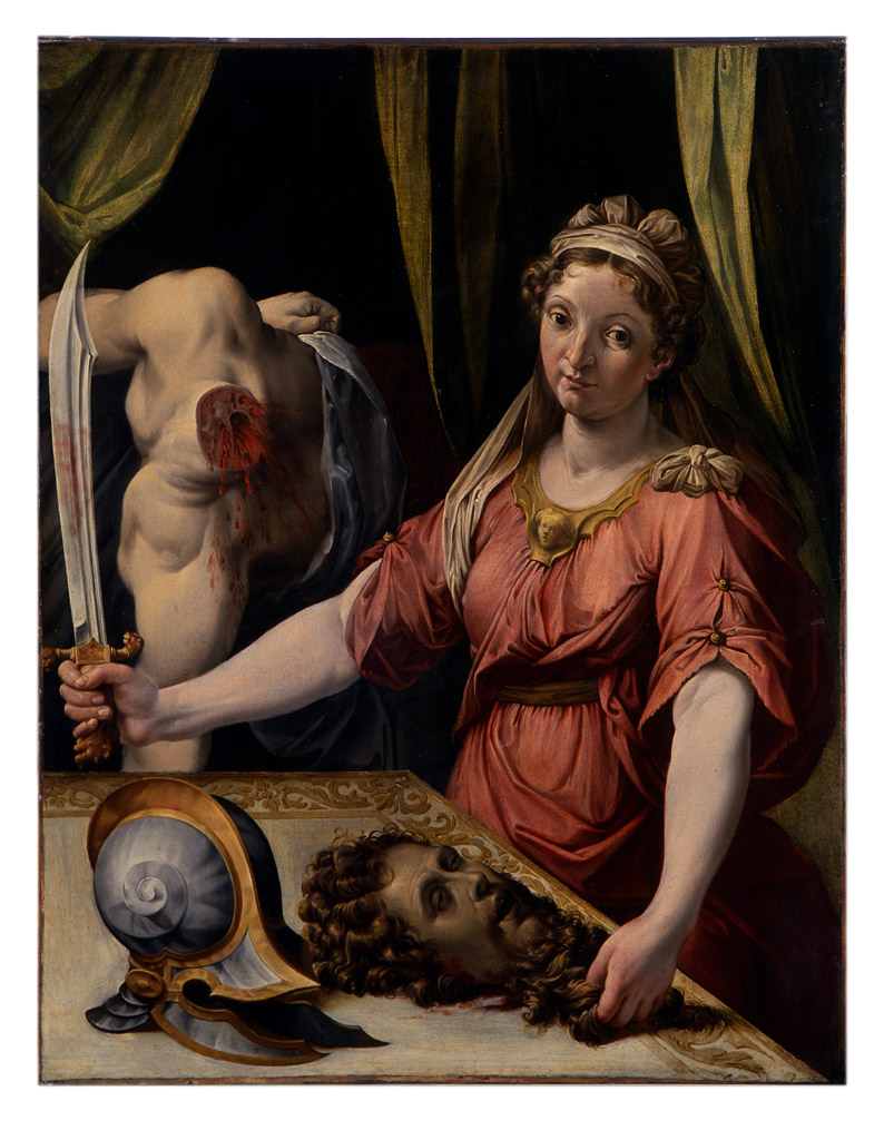Giuditta con la testa di Oloferne e la spada (dipinto) di Sabatini Lorenzo detto Lorenzino da Bologna (sec. XVI, sec. XVI)