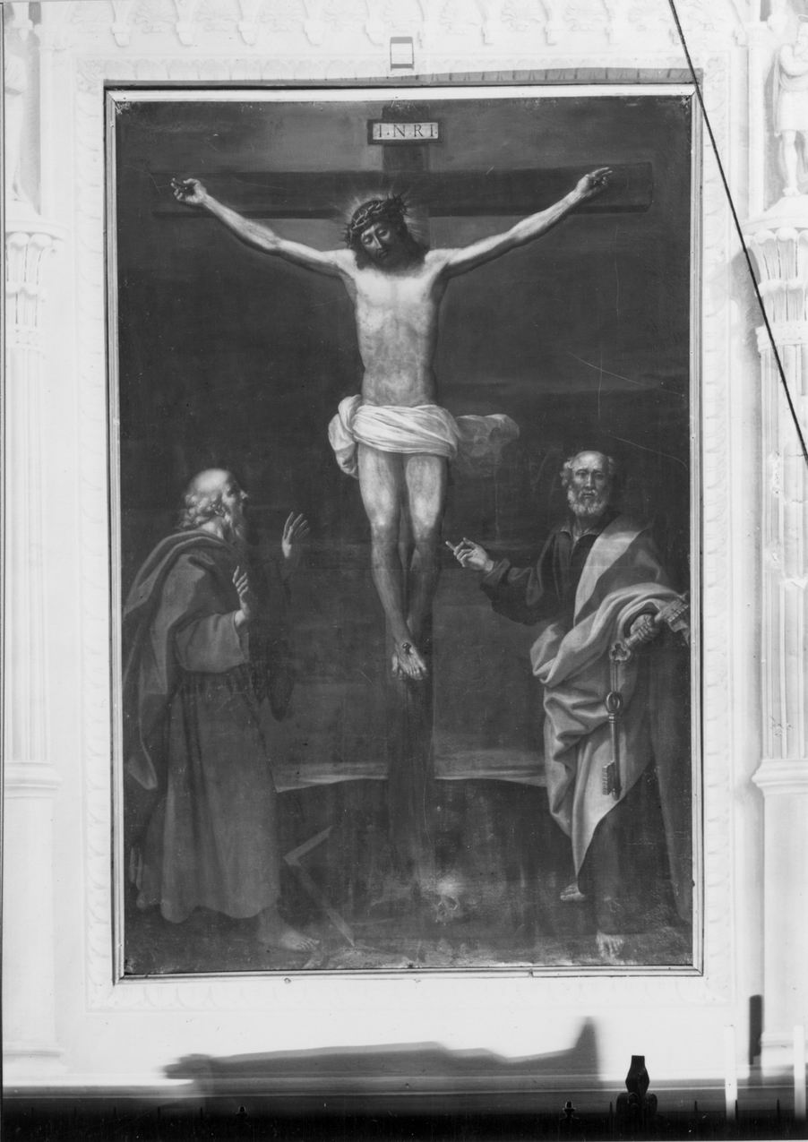 Cristo crocifisso con San Pietro e San Matteo (dipinto) di Cesi Bartolomeo (seconda metà sec. XVI)
