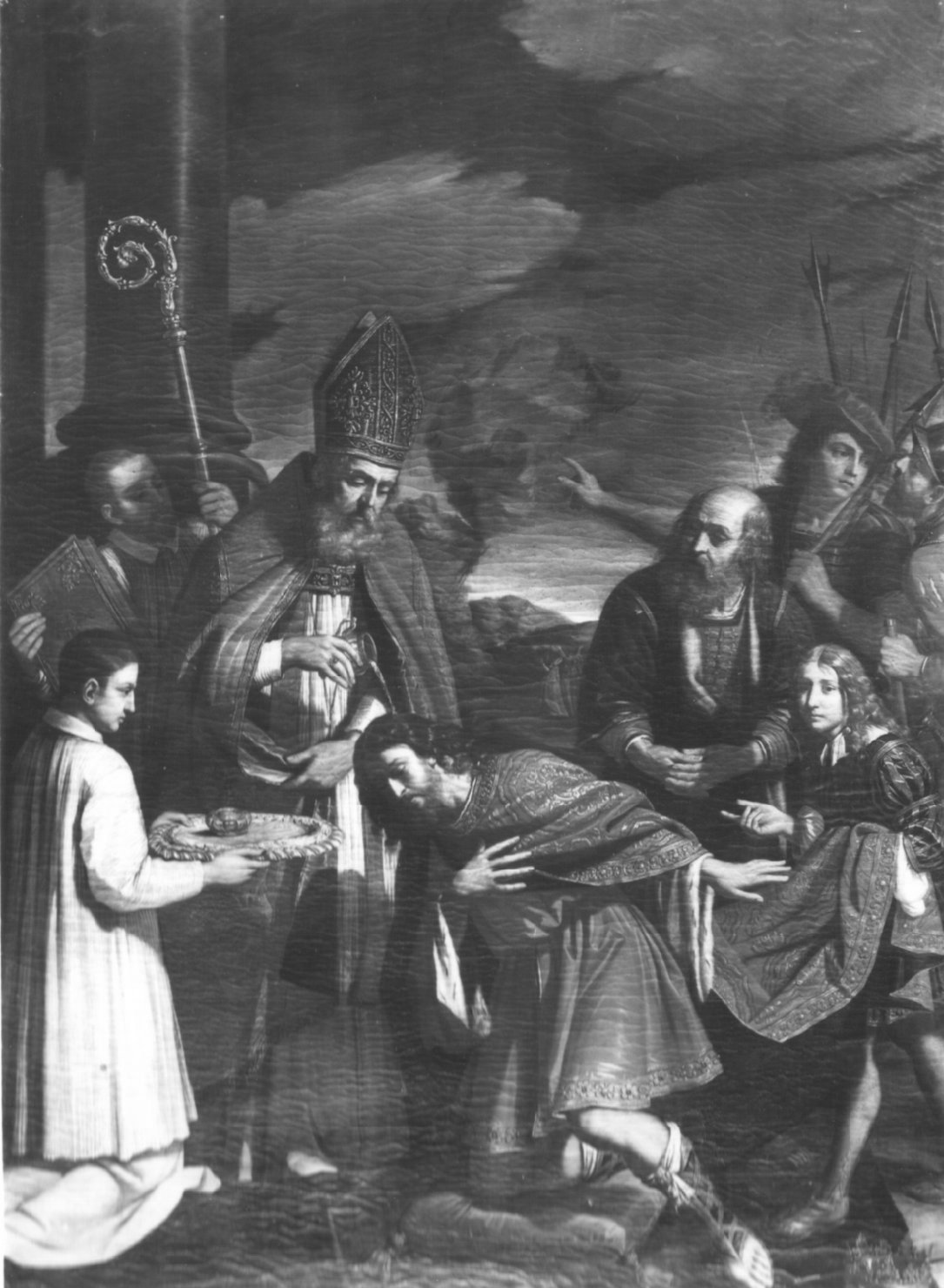 Sant'Aniano battezza un re (dipinto) di Gennari Benedetto il Giovane (sec. XVII)