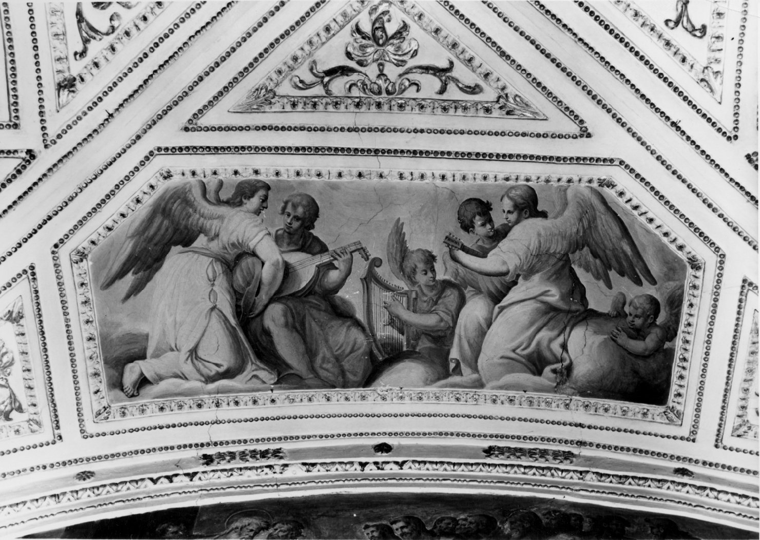 storie di santi; angeli (decorazione plastico-pittorica, complesso decorativo) di Samacchini Orazio (sec. XVI)