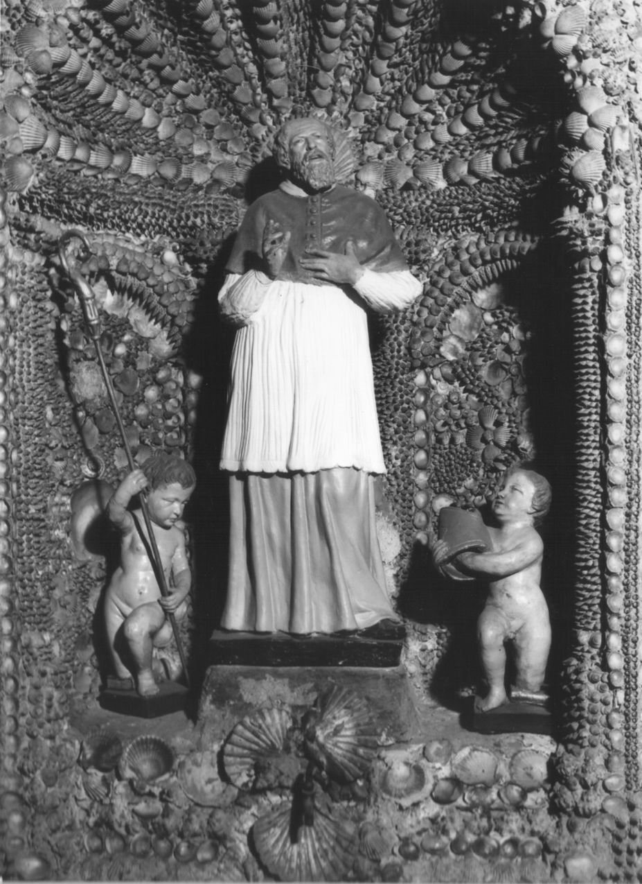 Sant'Ubaldo e due putti (gruppo scultoreo, insieme) - ambito emiliano (sec. XVIII)