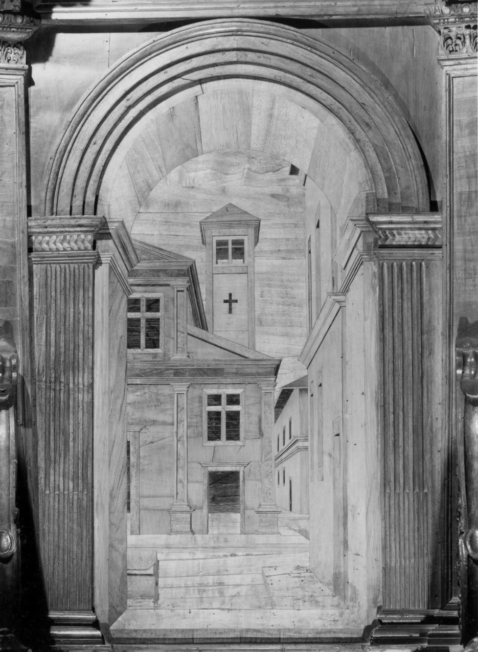 architettura illusionistica (decorazione a intarsio, elemento d'insieme) di Sacca Paolo (sec. XVI)