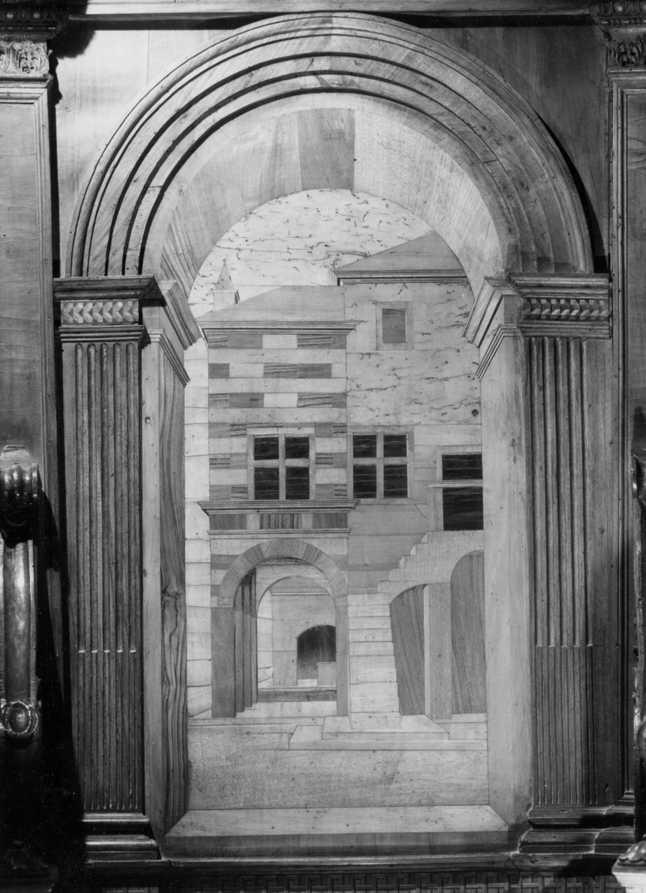 architettura illusionistica (decorazione a intarsio, elemento d'insieme) di Sacca Paolo (sec. XVI)