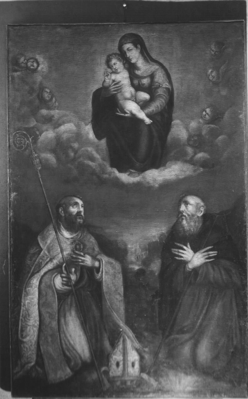Madonna con Bambino con San Biagio e Sant'Antonio Abate (dipinto) - ambito emiliano (sec. XVII)