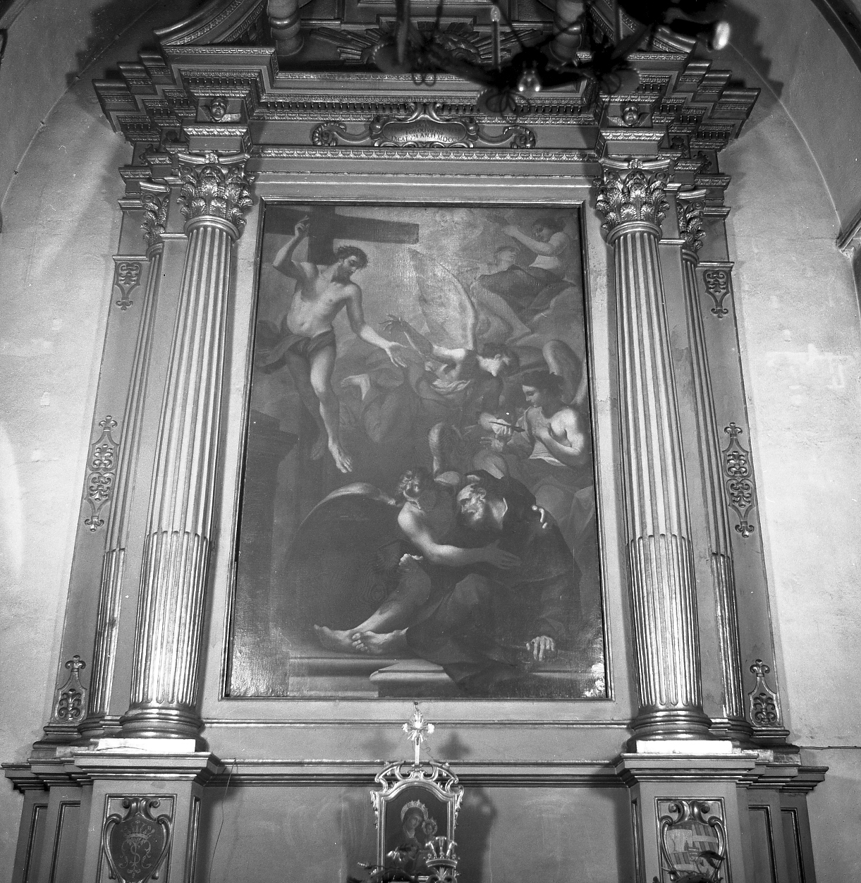 San Pellegrino Laziosi sanato da Cristo (dipinto) di Viani Domenico Maria, Cavazza Pier Francesco (sec. XVIII)