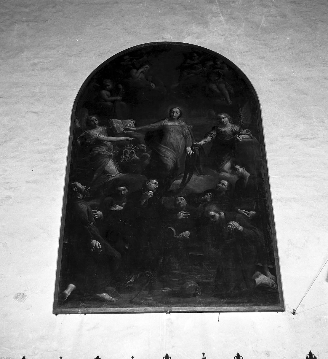 Madonna dispensa l'abito ai sette fondatori dell'ordine dei serviti (dipinto) di Crespi Giuseppe Maria detto Spagnolo (sec. XVIII)