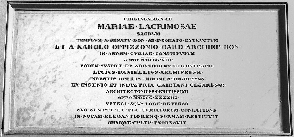 lapide celebrativa - manifattura bolognese (sec. XIX)