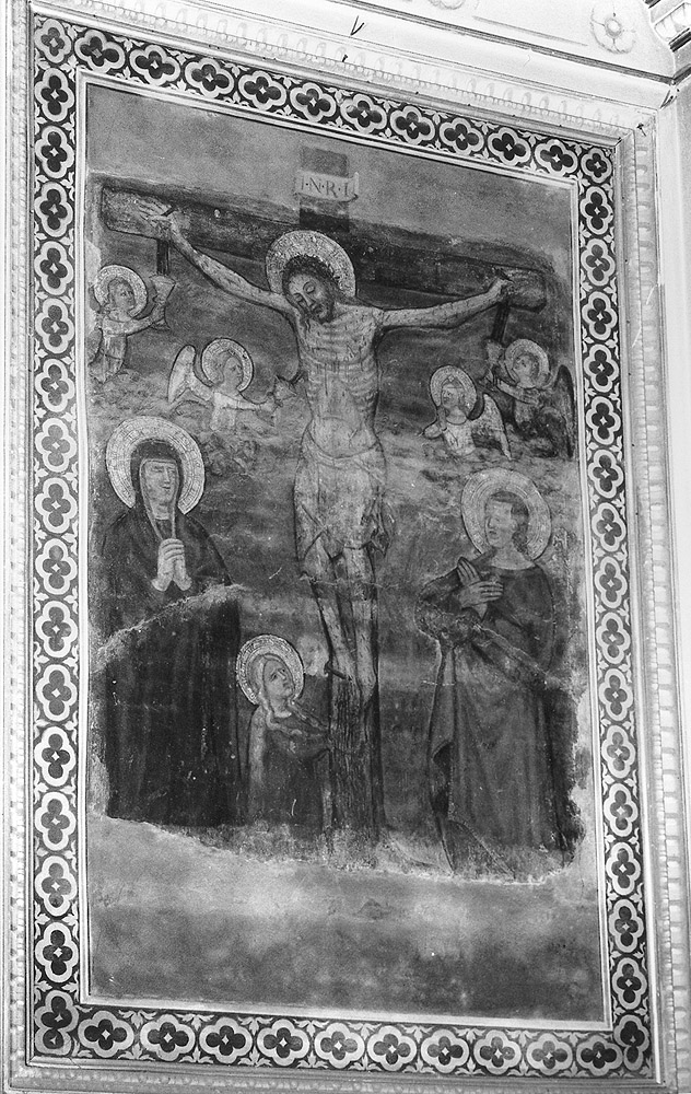 Cristo crocifisso con la Madonna, San Giovanni evangelista e Santa Maria Maddalena (dipinto) - ambito bolognese (sec. XV)