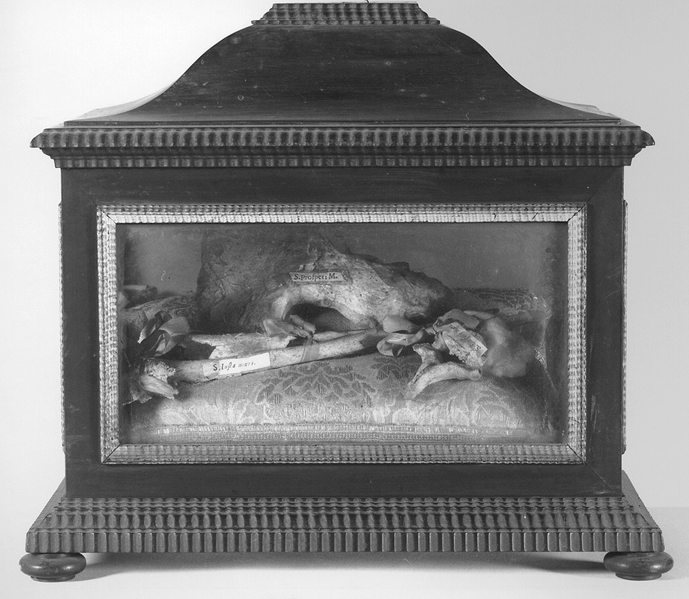 reliquiario a teca - a urna - produzione emiliana (fine sec. XIX)