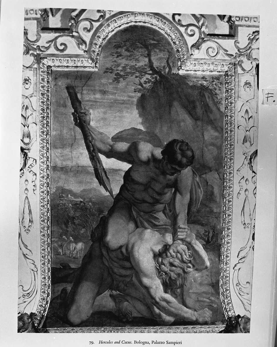 Ercole e Caco (dipinto, complesso decorativo) di Carracci Annibale (attribuito) (fine sec. XVI)
