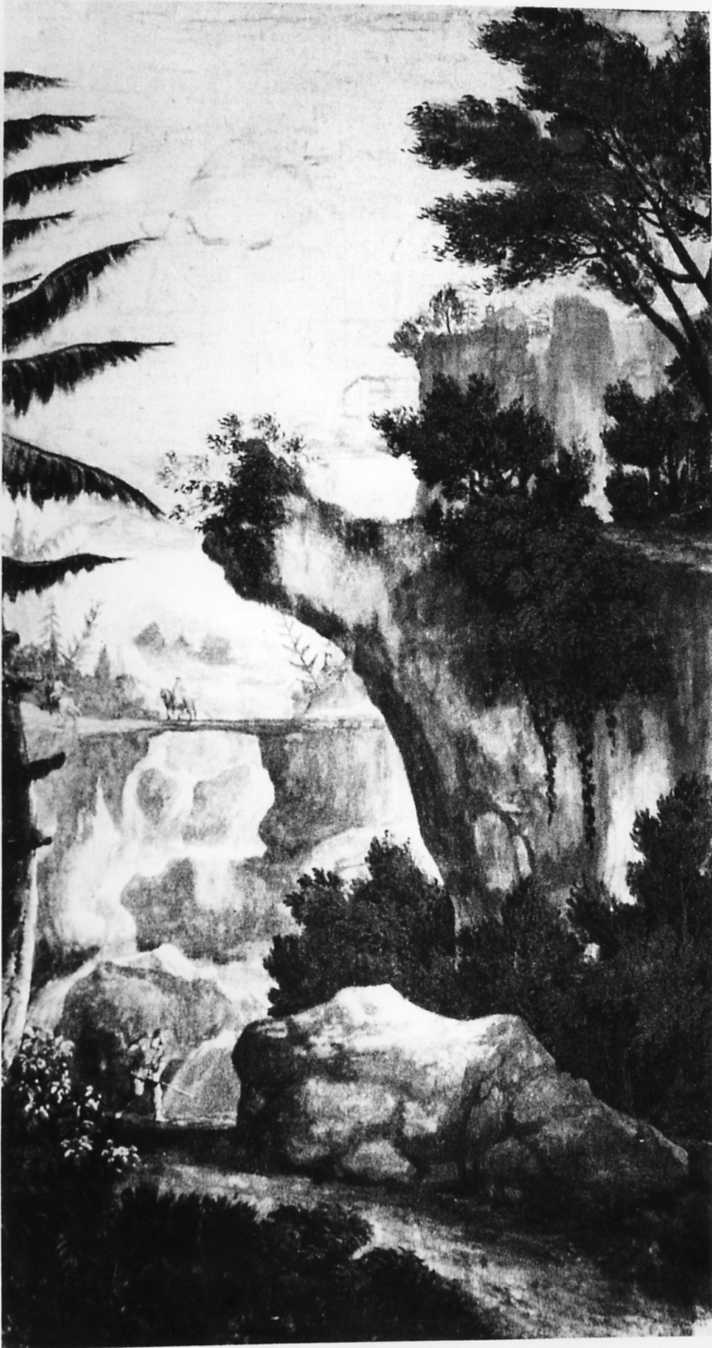 paesaggio con cascata (dipinto) di Pizzoli Gioacchino (sec. XVII)