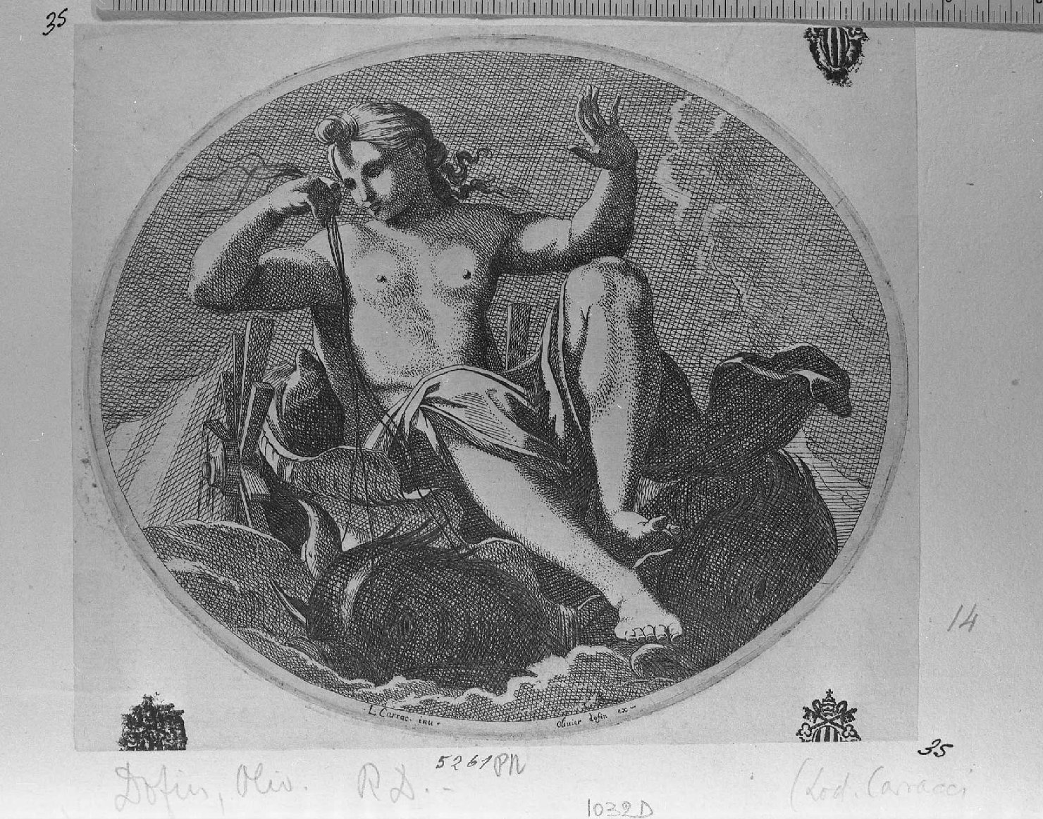 l'acqua: Galatea voga sul mare (stampa) di Carracci Ludovico, Dauphin Olivier (terzo quarto sec. XVII)