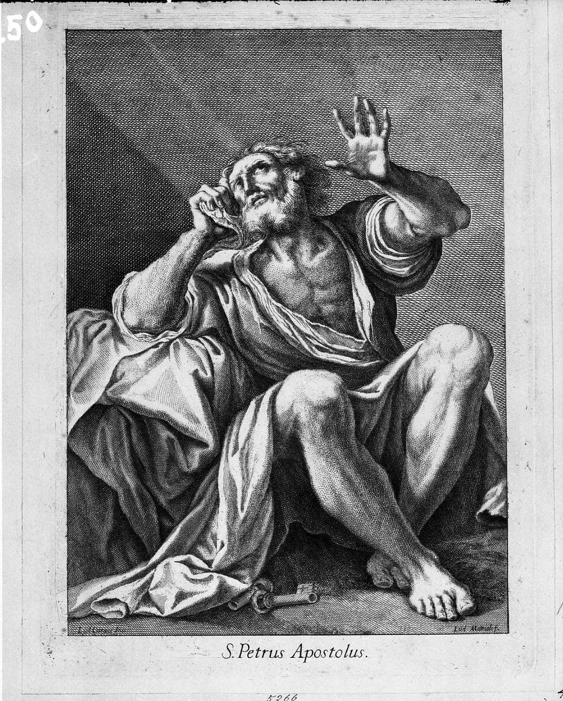 San Pietro Apostolo (stampa) di Carracci Ludovico, Mattioli Lodovico (prima metà sec. XVIII)