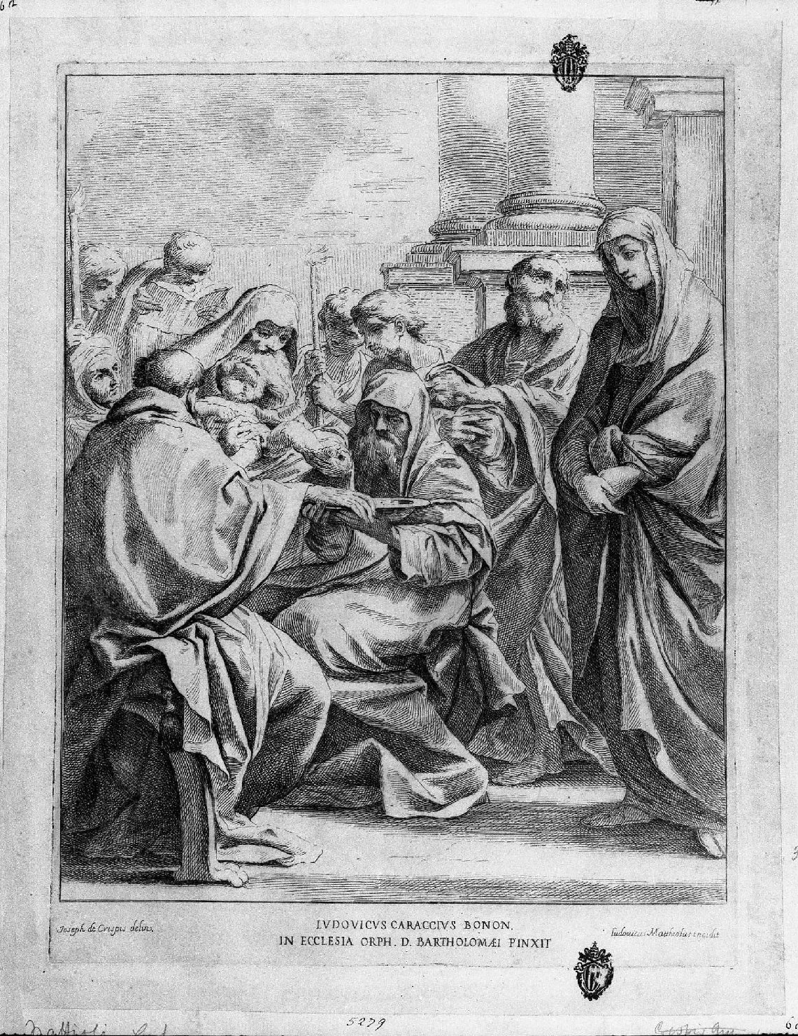 La circoncisione (stampa smarginata) di Carracci Ludovico, Crespi Giuseppe Maria detto Spagnolo, Mattioli Lodovico (fine/inizio secc. XVII/ XVIII)