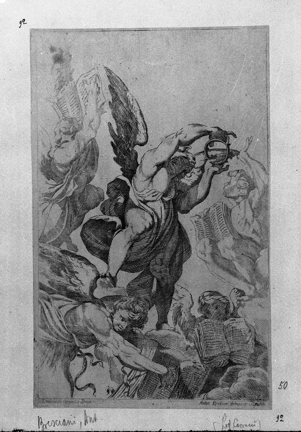 Angeli della cattedrale di Piacenza (stampa tagliata) di Bresciani Antonio, Carracci Ludovico (seconda metà sec. XVIII)
