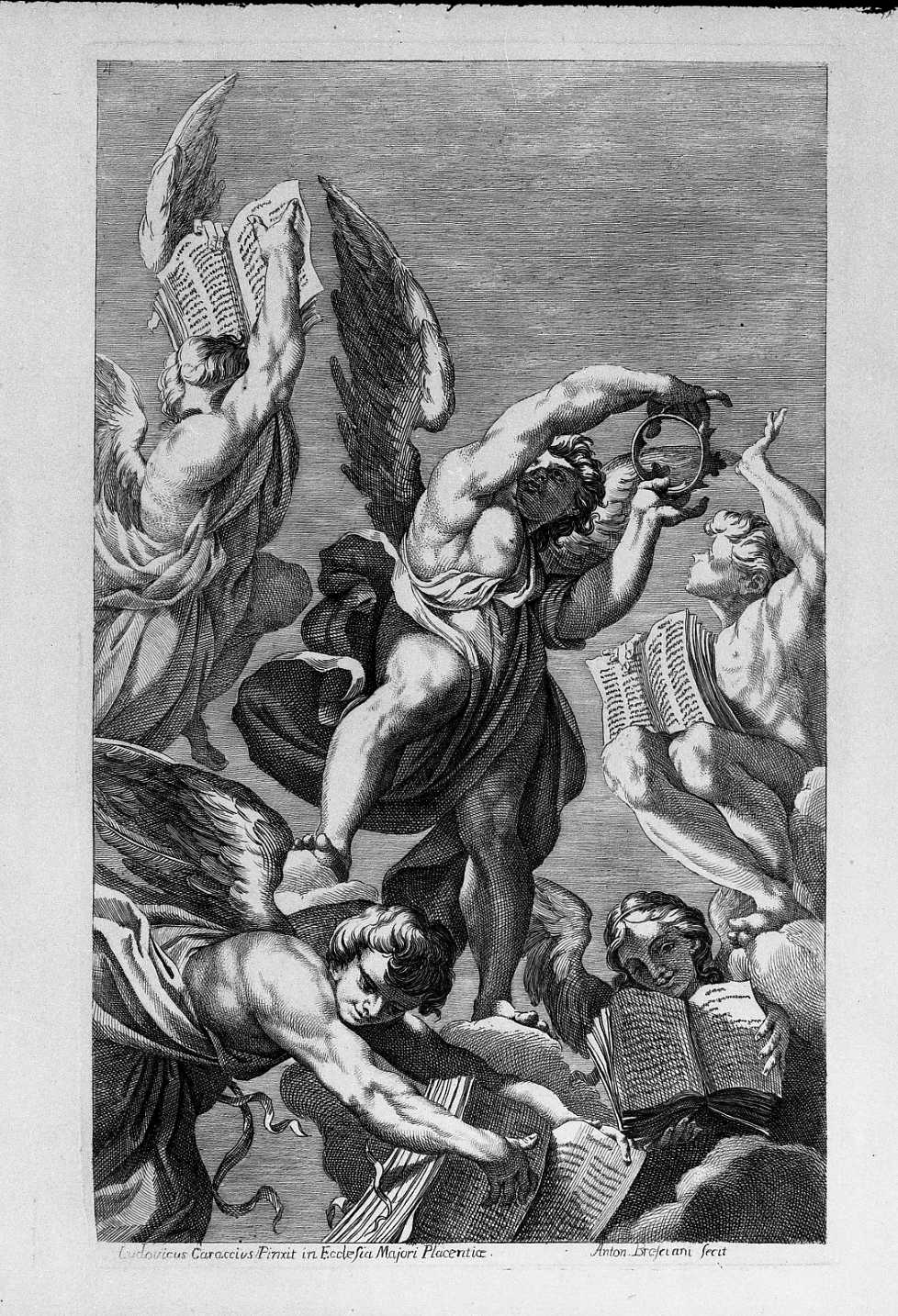 Angeli della Cattedrale di Piacenza (stampa) di Carracci Ludovico, Bresciani Antonio (seconda metà sec. XVIII)