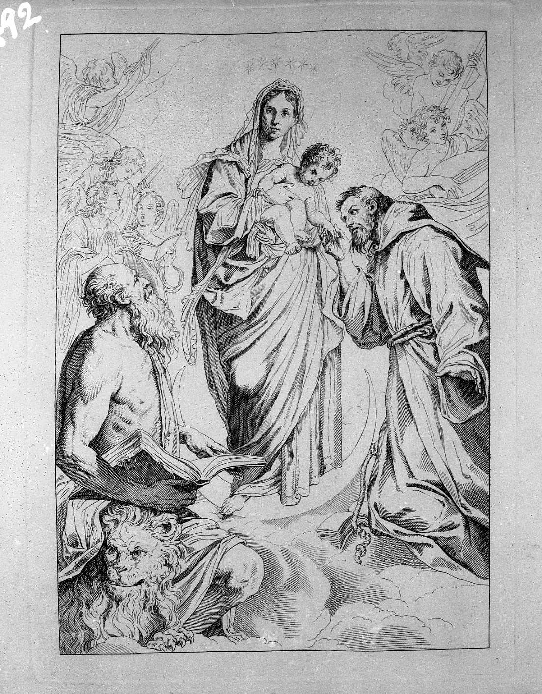 La Madonna degli Scalzi (stampa) di Carracci Ludovico, Rosaspina Francesco (seconda metà sec. XVIII)