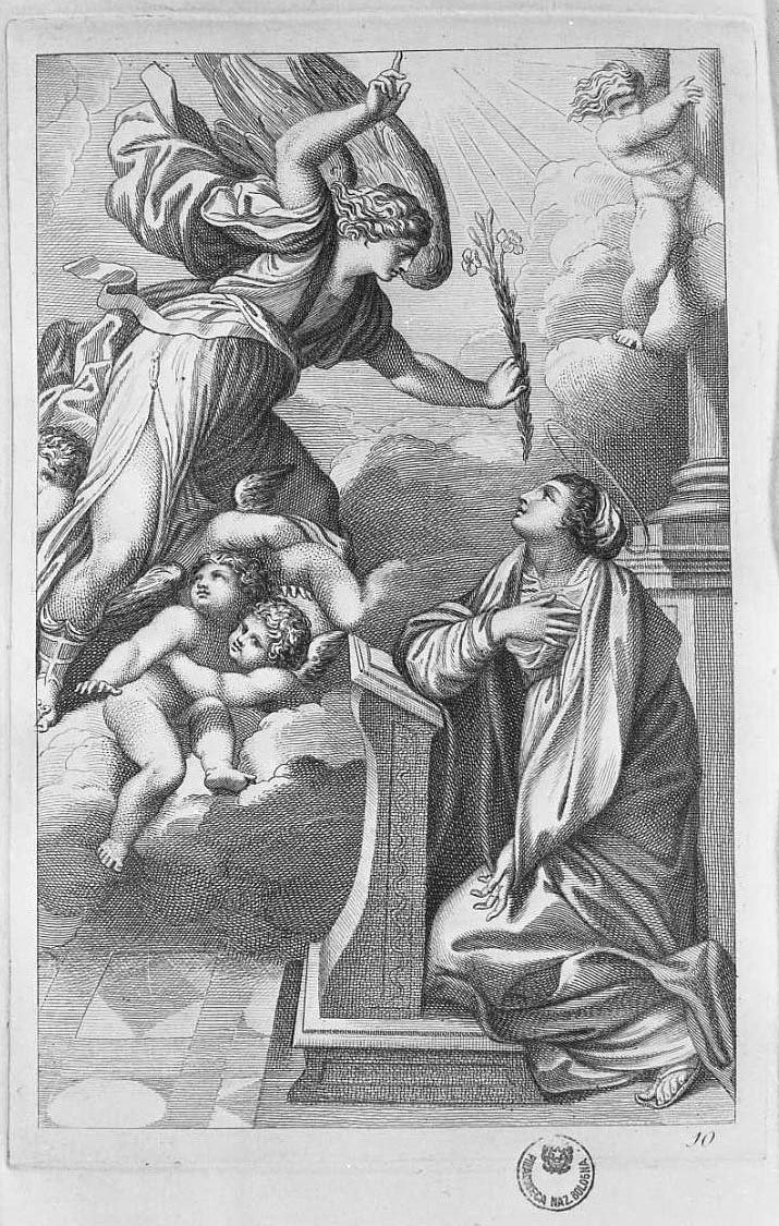 L'Annunciazione (stampa) di Carracci Ludovico, Rosaspina Francesco (seconda metà sec. XVIII)