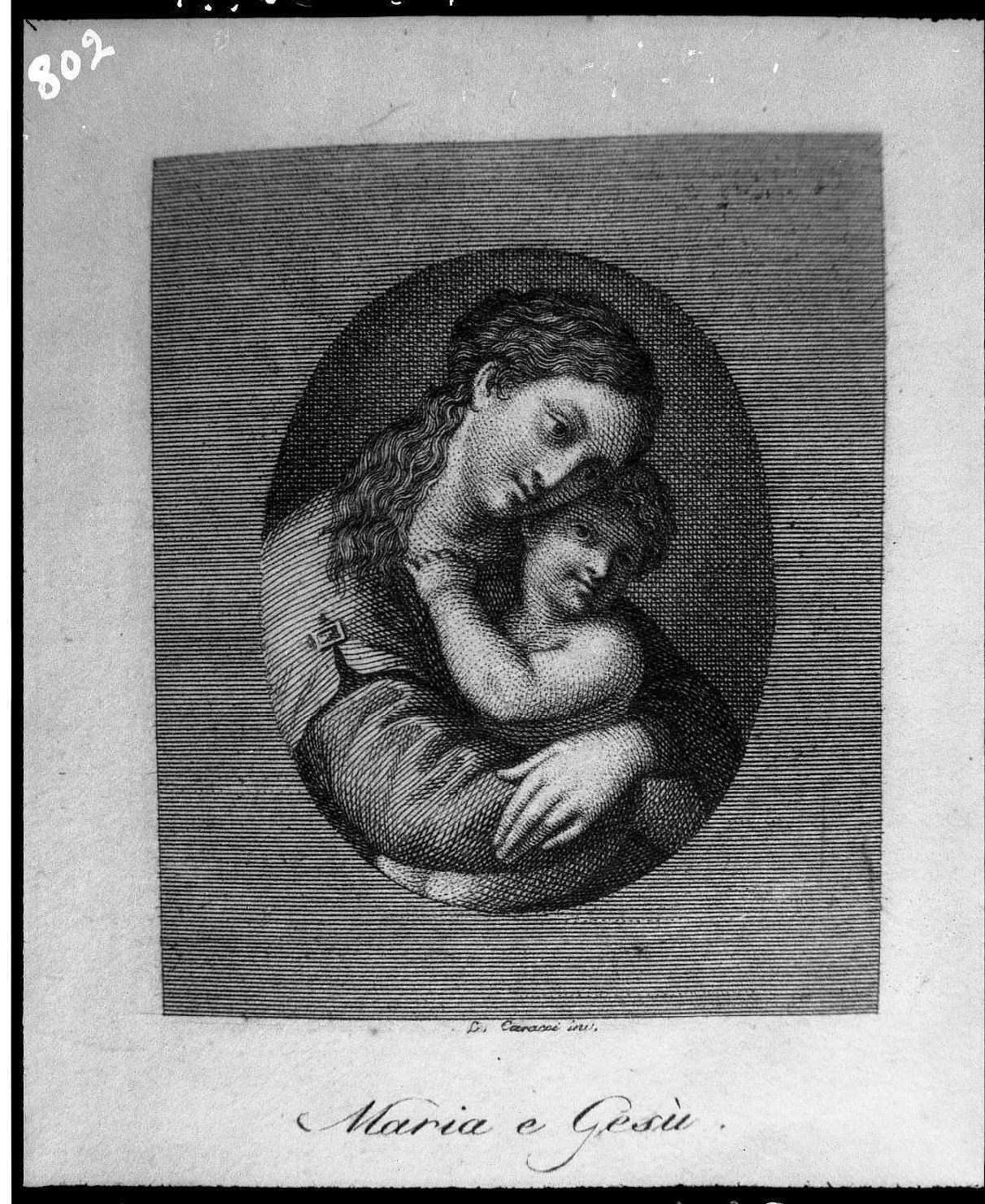 La Vergine col Bambino (stampa) di Carracci Ludovico, Rosaspina Francesco (seconda metà sec. XVIII)
