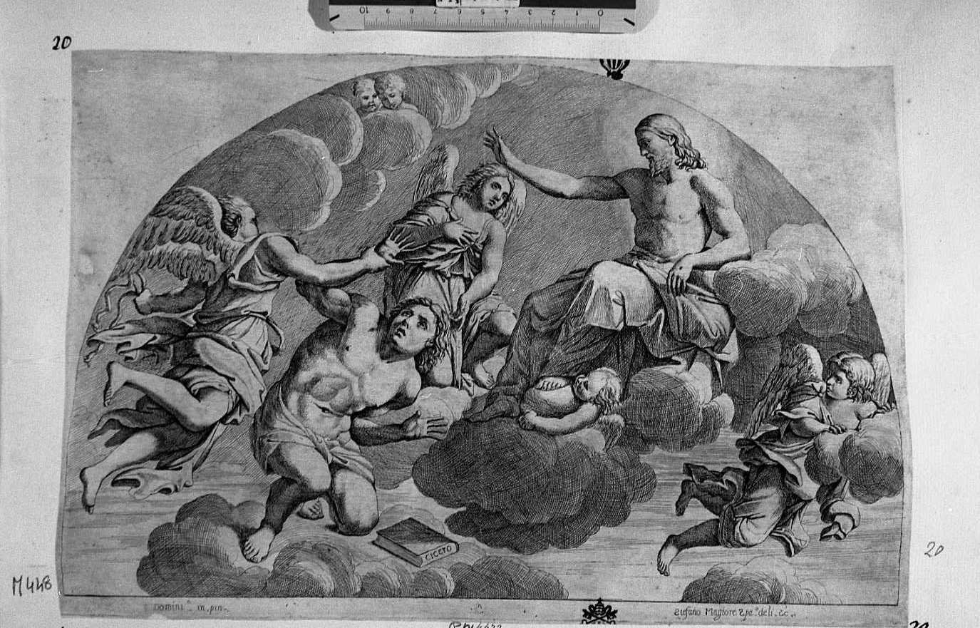 San Girolamo rimroverato per il troppo amore per gli autori pagani (stampa tagliata) di Magiore Stefano, Zampieri Domenico detto Domenichino (prima metà sec. XVII)