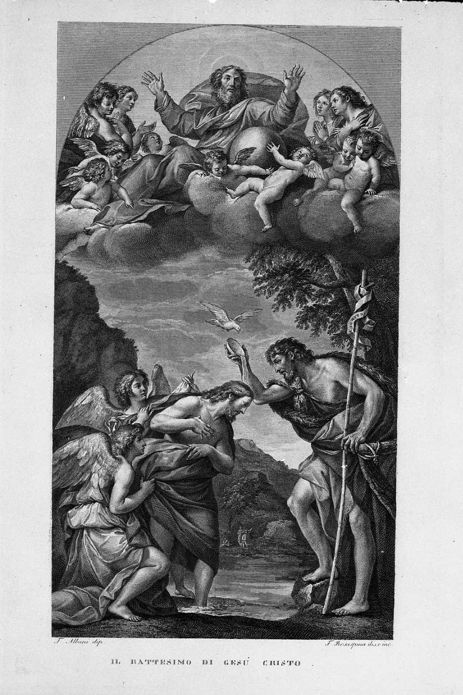 Il Battesimo di Gesù (stampa) di Rosaspina Francesco, Albani Francesco (seconda metà sec. XVIII)