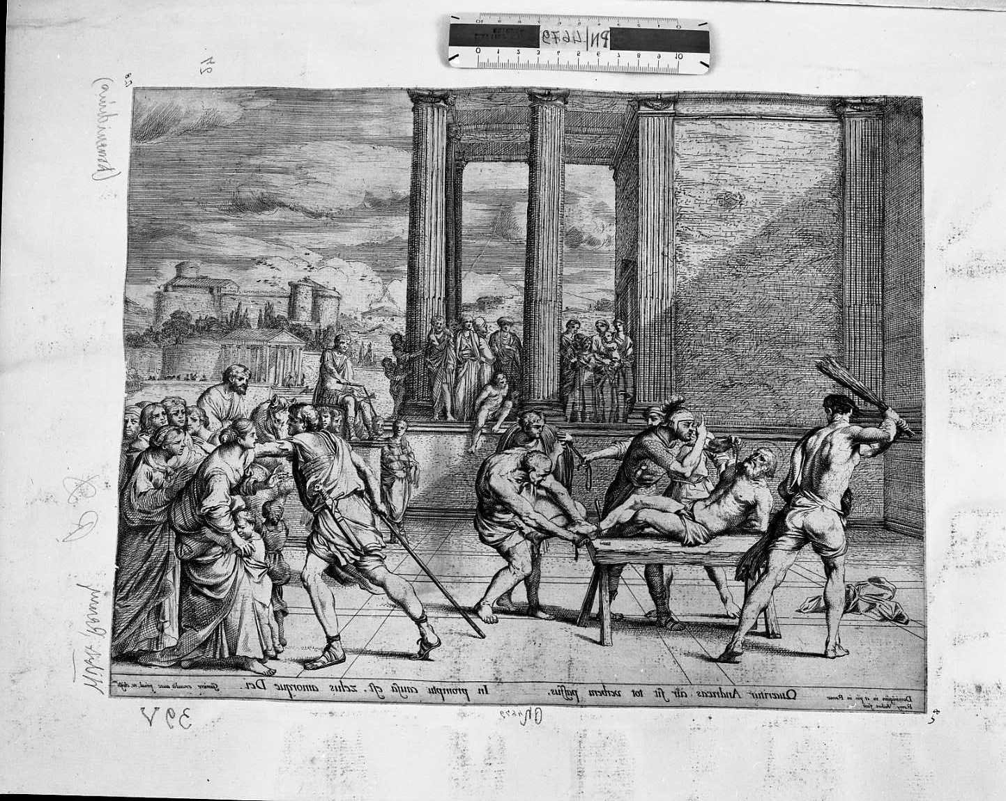 Il martirio di sant'Andrea (stampa) di Zampieri Domenico detto Domenichino, Vuibert Remy (sec. XVII)
