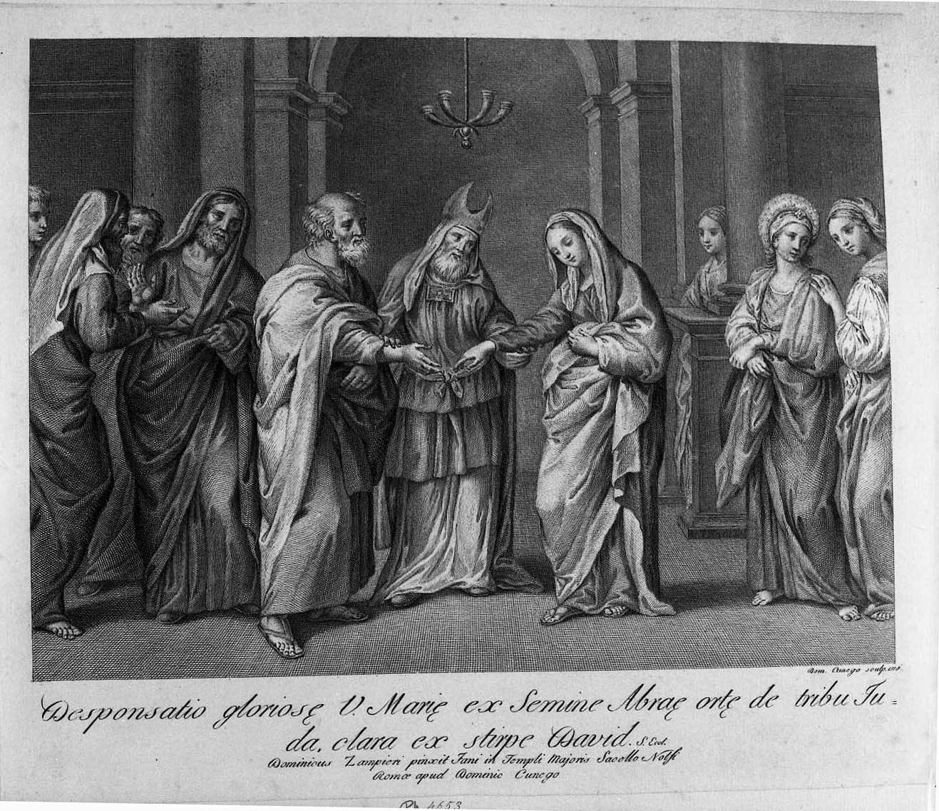 Lo sposalizio della Vergine (stampa) di Zampieri Domenico detto Domenichino, Cunego Domenico (sec. XVIII)