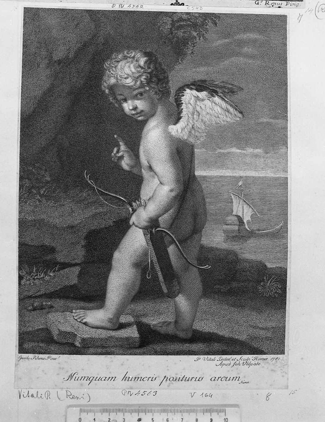 Amore con le frecce (stampa tagliata) di Reni Guido, Vitali Pietro Marco (sec. XVIII)