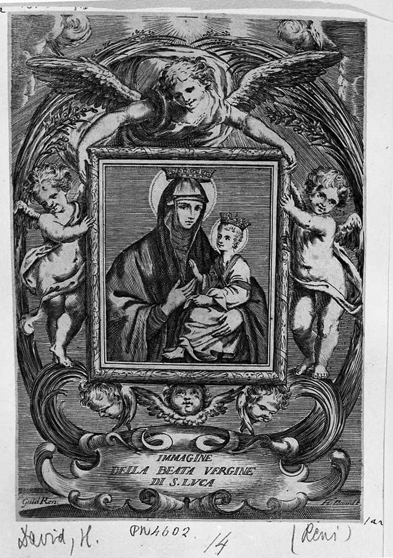 La Vergine di san Luca (stampa smarginata) di Reni Guido - ambito europeo (sec. XVIII)