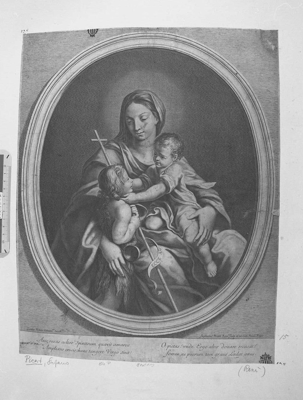 La Vergine con Bambino e san Giovannino (stampa smarginata) di Reni Guido, Picart Etienne (sec. XVII)