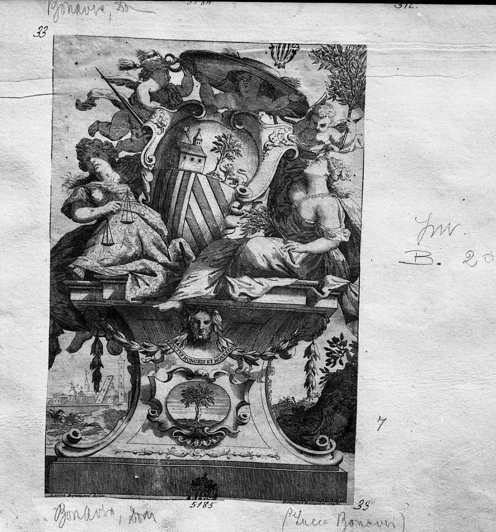 Stemma cardinalizio (stampa smarginata) di Bonaveri Domenico Maria (sec. XVII)