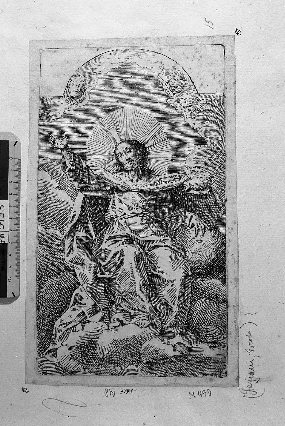 Il Salvatore sulle nubi (stampa) di Graziani Ercole il Giovane (attribuito) (sec. XVIII)