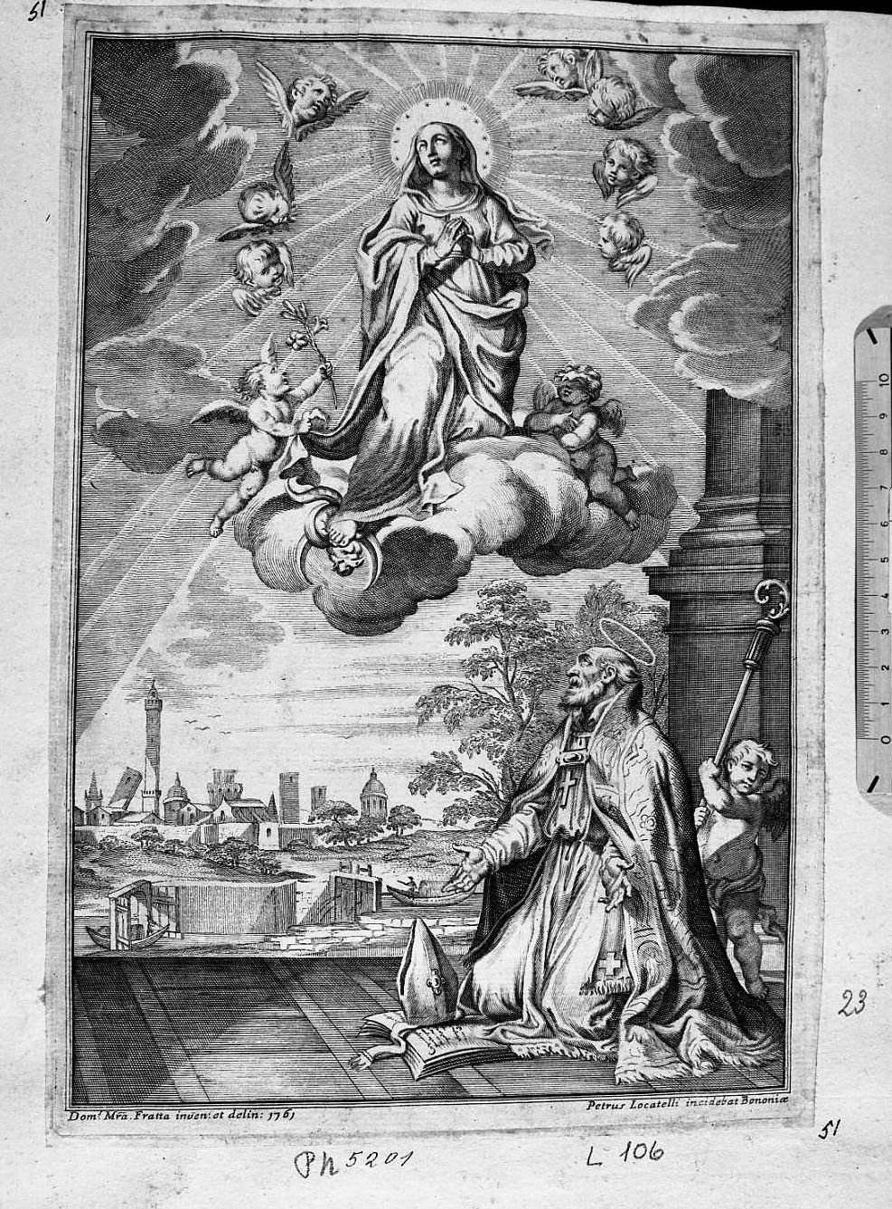 San Petronio e la Vergine in gloria (stampa) di Locatelli Pietro (secc. XVII/ XVIII)