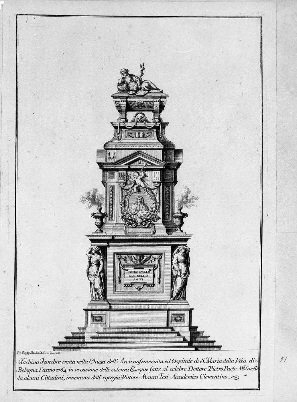 Catafalco per la chiesa di Santa Maria in Vita (stampa) di Panfili Pio (secc. XVIII/ XIX)