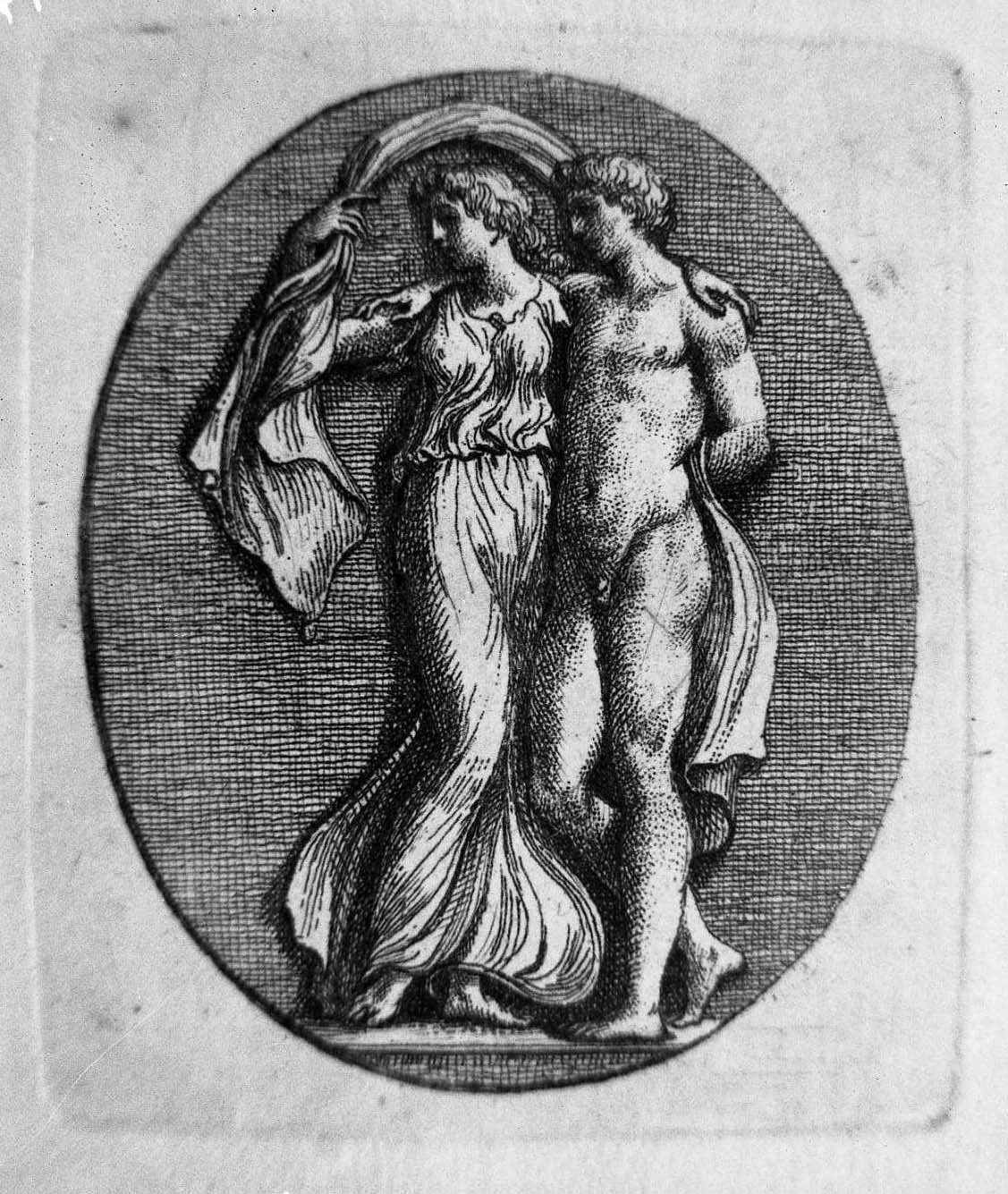 Donna e uomo nudo abbracciati (stampa) di Rosaspina Francesco (secc. XVIII/ XIX)