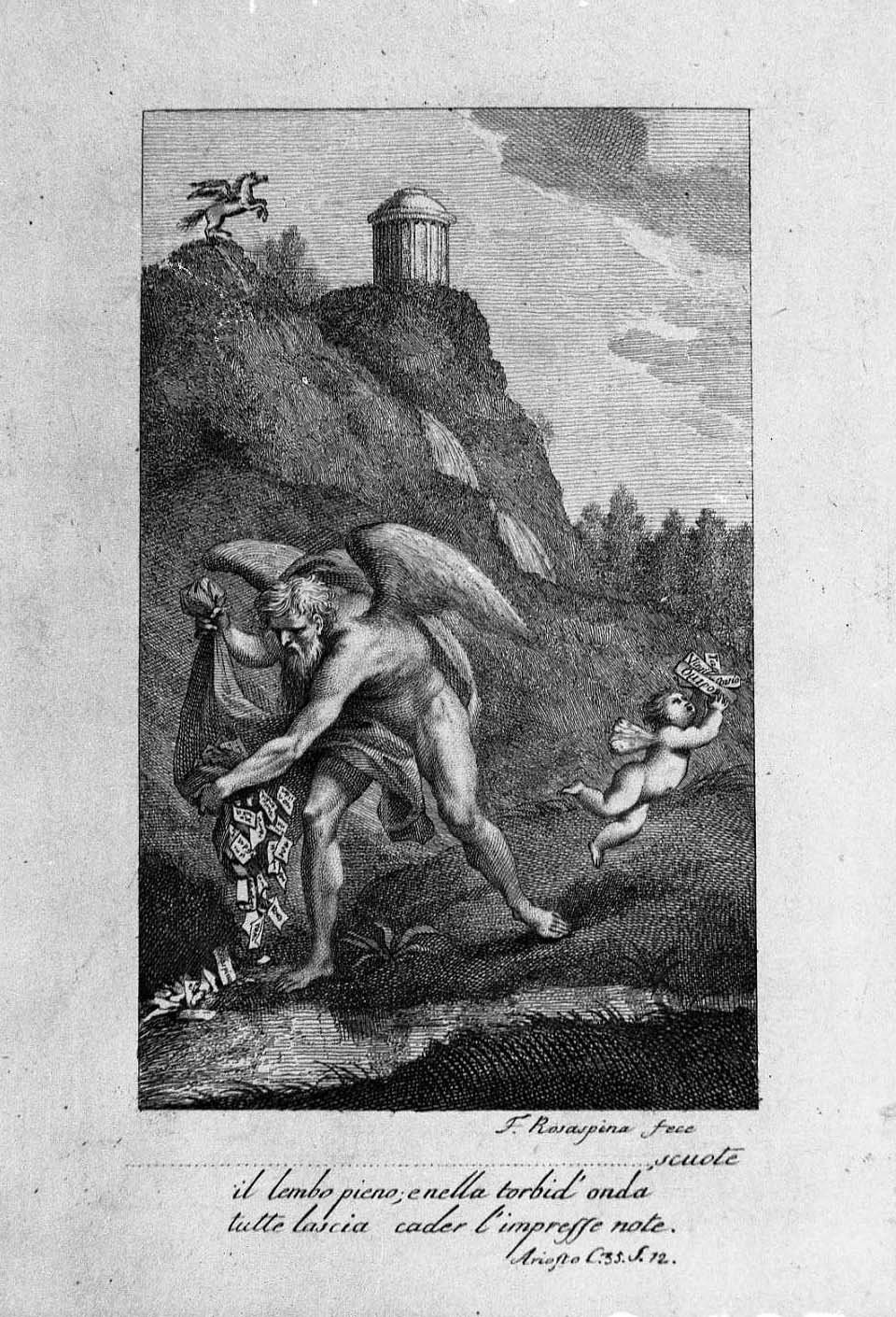illustrazione di opera ariostesca (stampa tagliata) di Rosaspina Francesco (secc. XVIII/ XIX)