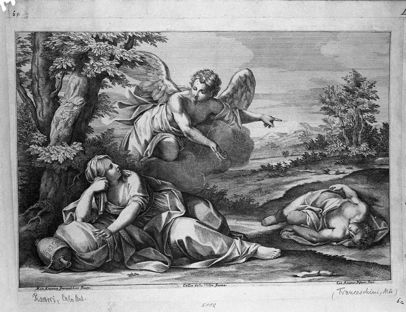 Agar e Ismaele (stampa smarginata) di Franceschini Marcantonio, Pisarri Carlo Antonio (sec. XVIII)