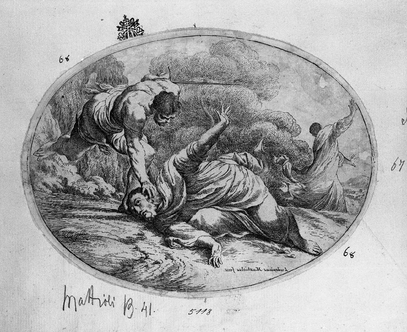 San Pietro martirie afferrato da un manigoldo (stampa) di Mattioli Lodovico, Crespi Giuseppe Maria detto Spagnolo (sec. XVIII)