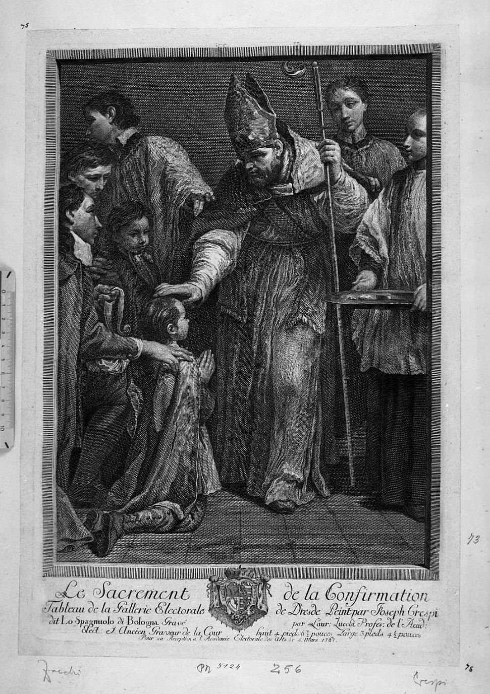 Dei Sette Sacramenti: La Cresima (stampa) di Crespi Giuseppe Maria detto Spagnolo, Zucchi Lorenzo (sec. XVIII)